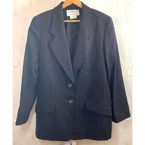 Vtg Wool Cashmere Women's Grey Lined Jacket Blazer 14 Jaeger Academia School